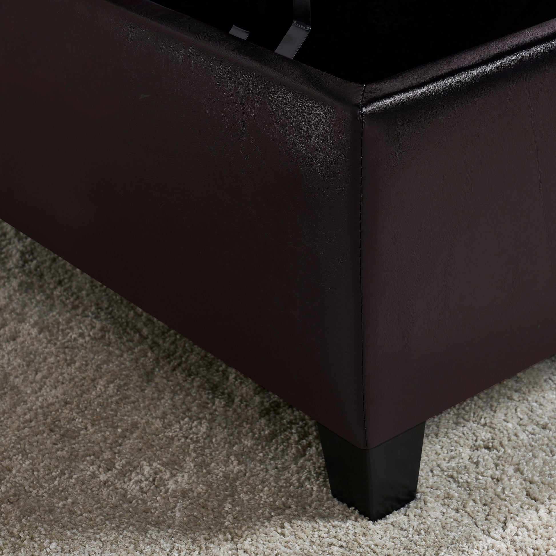 Large Square Faux Leather Storage Ottoman Coffee Table For Living Room & Bedroom Dark Brown Dark Brown Foam Pu