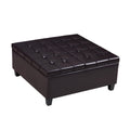 Large Square Faux Leather Storage Ottoman Coffee Table For Living Room & Bedroom Dark Brown Dark Brown Foam Pu