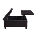 Large Square Faux Leather Storage Ottoman Coffee Table For Living Room & Bedroom Dark Brown Dark Brown Foam Pu