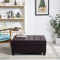 Large Square Faux Leather Storage Ottoman Coffee Table For Living Room & Bedroom Dark Brown Dark Brown Foam Pu