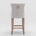 Contemporary Velvet Upholstered Barstools With Button Tufted Decoration And Wooden Legs, And Chrome Trim, Leisure Style Bar Chairs,Bar Stools, Set Of 2 Beige ,Sw2002Bg Beige Seats 2 Dining Room American Design Rubberwood Foam Velvet