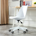 Modern Home Office Desk Chairs, Adjustable 360 Swivel Chair Engineering Plastic Armless Swivel Computer Chair With Wheels For Living Room, Bed Room Office Hotel Dining Room And White. White Plastic