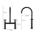 2 Handle Bridge Kitchen Faucet In Stainless Steel Matte Black Stainless Steel