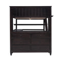 Full Size Loft Bed With Drawers And Desk, Wooden Loft Bed With Shelves Espresso Old Sku:Lt001529Aap Espresso Solid Wood