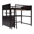 Full Size Loft Bed With Drawers And Desk, Wooden Loft Bed With Shelves Espresso Old Sku:Lt001529Aap Espresso Solid Wood