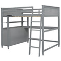 Full Size Loft Bed With Drawers And Desk, Wooden Loft Bed With Shelves Gray Old Sku:Lt001529Aae Gray Solid Wood