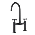 2 Handle Bridge Kitchen Faucet In Stainless Steel Matte Black Stainless Steel