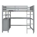 Full Size Loft Bed With Drawers And Desk, Wooden Loft Bed With Shelves Gray Old Sku:Lt001529Aae Gray Solid Wood