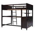 Full Size Loft Bed With Drawers And Desk, Wooden Loft Bed With Shelves Espresso Old Sku:Lt001529Aap Espresso Solid Wood