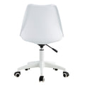 Modern Home Office Desk Chairs, Adjustable 360 Swivel Chair Engineering Plastic Armless Swivel Computer Chair With Wheels For Living Room, Bed Room Office Hotel Dining Room And White. White Plastic