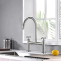 2 Handle Bridge Kitchen Faucet In Stainless Steel Brushed Nickel Stainless Steel