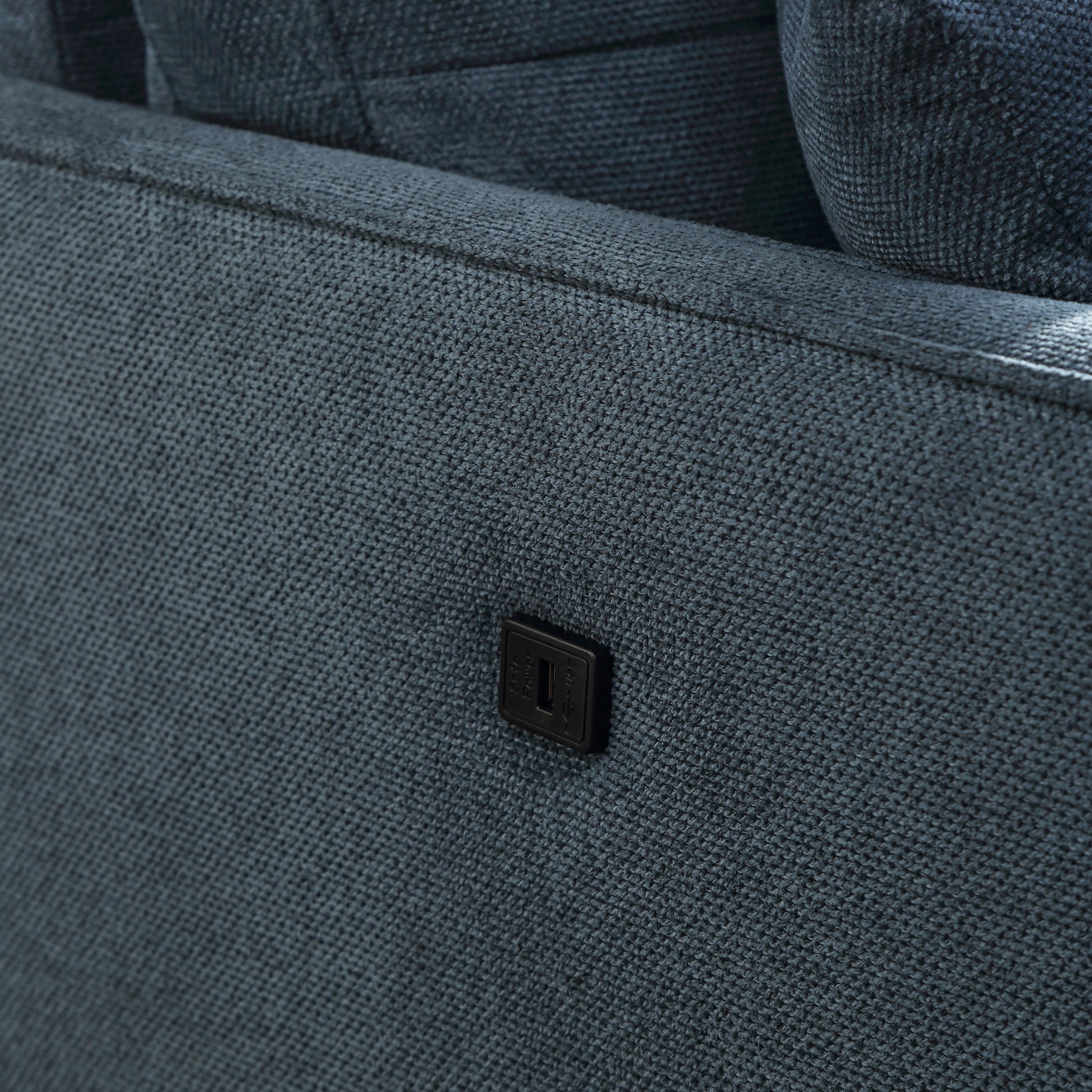 Living Space Sofa 3 Seater With Waterproof Fabricusb Charge Port Dark Blue Foam Fabric 3 Seat