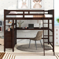 Full Size Loft Bed With Drawers And Desk, Wooden Loft Bed With Shelves Espresso Old Sku:Lt001529Aap Espresso Solid Wood