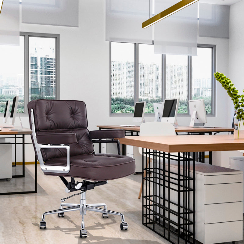Lobby Office Chair Home And Office Brown Genuine Leather