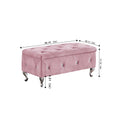 Storage Bench, Flip Top Entryway Bench Seat With Safety Hinge, Storage Chest With Padded Seat, Bed End Stool For Hallway Living Room Bedroom, Supports 250 Lb, Pink Velet Pink Velvet