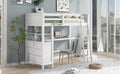 Twin Size Loft Bed With Drawers And Desk, Wooden Loft Bed With Shelves White Old Sku: Lt001530Aak White Solid Wood