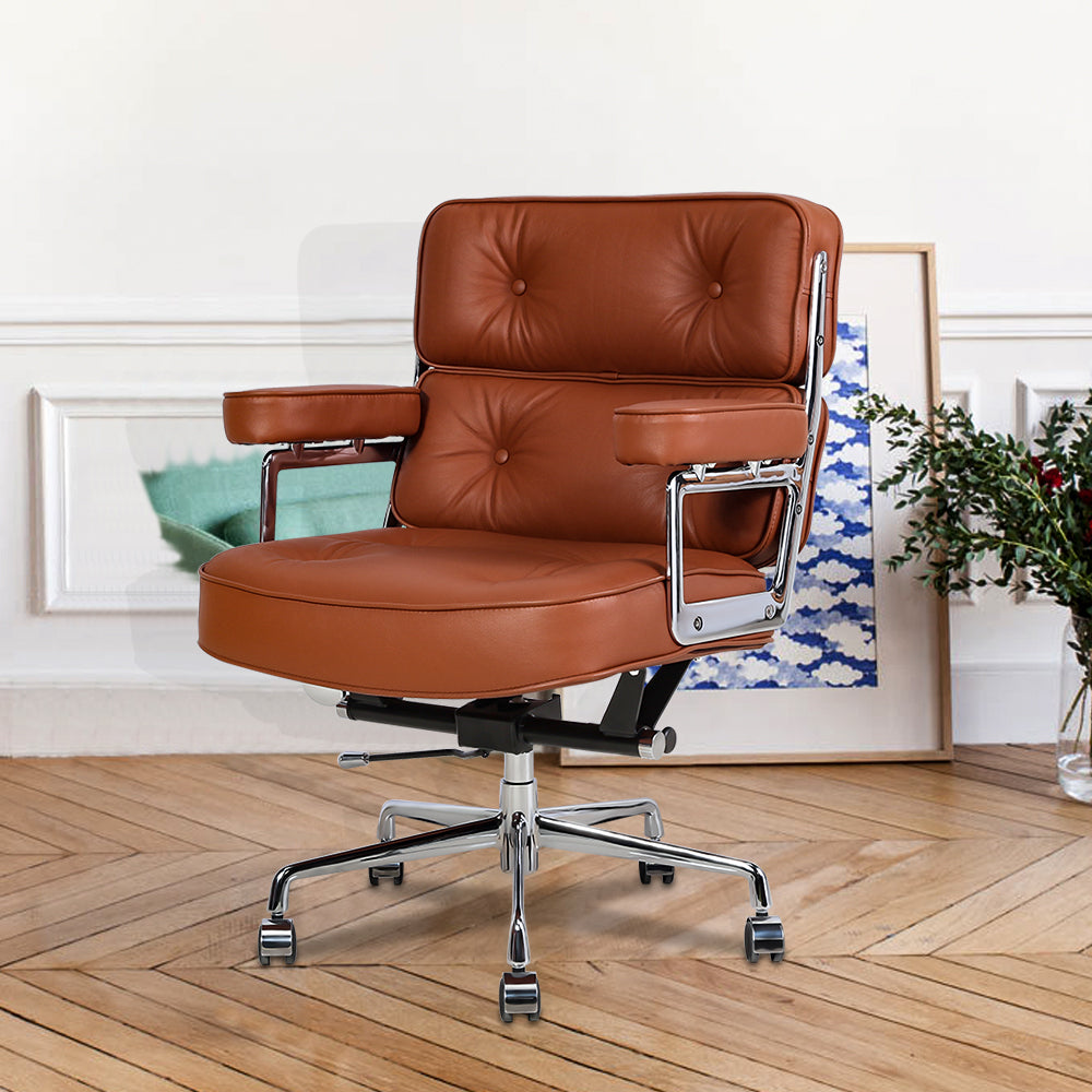 Lobby Office Chair Home And Office Brown Genuine Leather