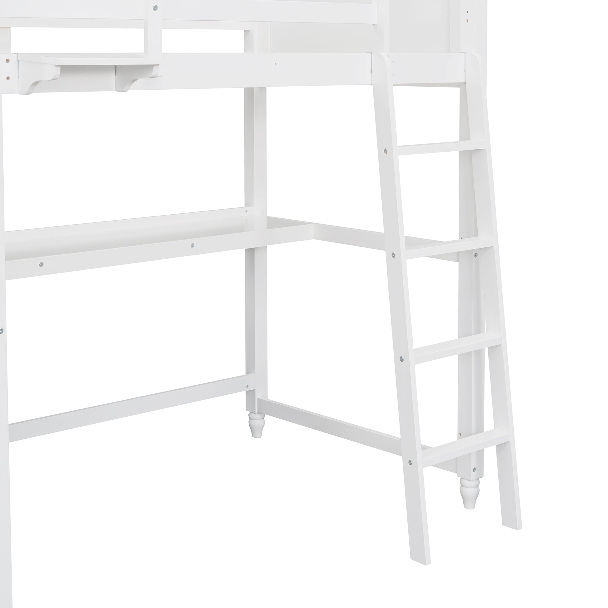 Twin Size Loft Bed With Drawers And Desk, Wooden Loft Bed With Shelves White Old Sku: Lt001530Aak White Solid Wood