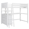 Twin Size Loft Bed With Drawers And Desk, Wooden Loft Bed With Shelves White Old Sku: Lt001530Aak White Solid Wood