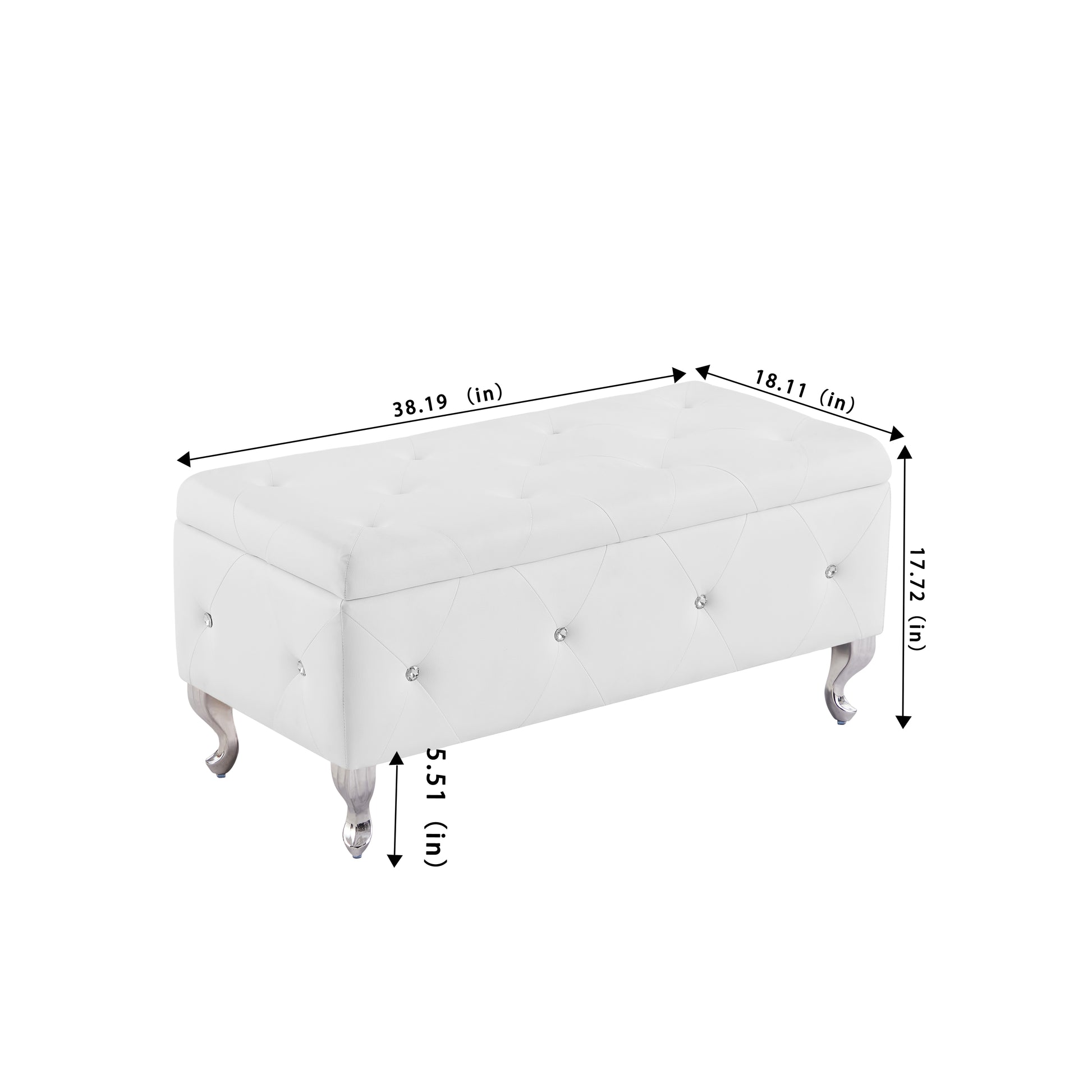 Storage Bench, Flip Top Entryway Bench Seat With Safety Hinge, Storage Chest With Padded Seat, Bed End Stool For Hallway Living Room Bedroom, Supports 250 Lb,White Pu White Pu