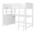 Twin Size Loft Bed With Drawers And Desk, Wooden Loft Bed With Shelves White Old Sku: Lt001530Aak White Solid Wood