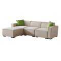 Video Modular Sofa L Shape With Convertible Ottoman Chaise Beige Beige Foam Fabric