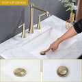 Widespread 2 Handles Bathroom Faucet With Drain Assembly, Gold Gold Brass