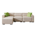 Video Modular Sofa L Shape With Convertible Ottoman Chaise Beige Beige Foam Fabric