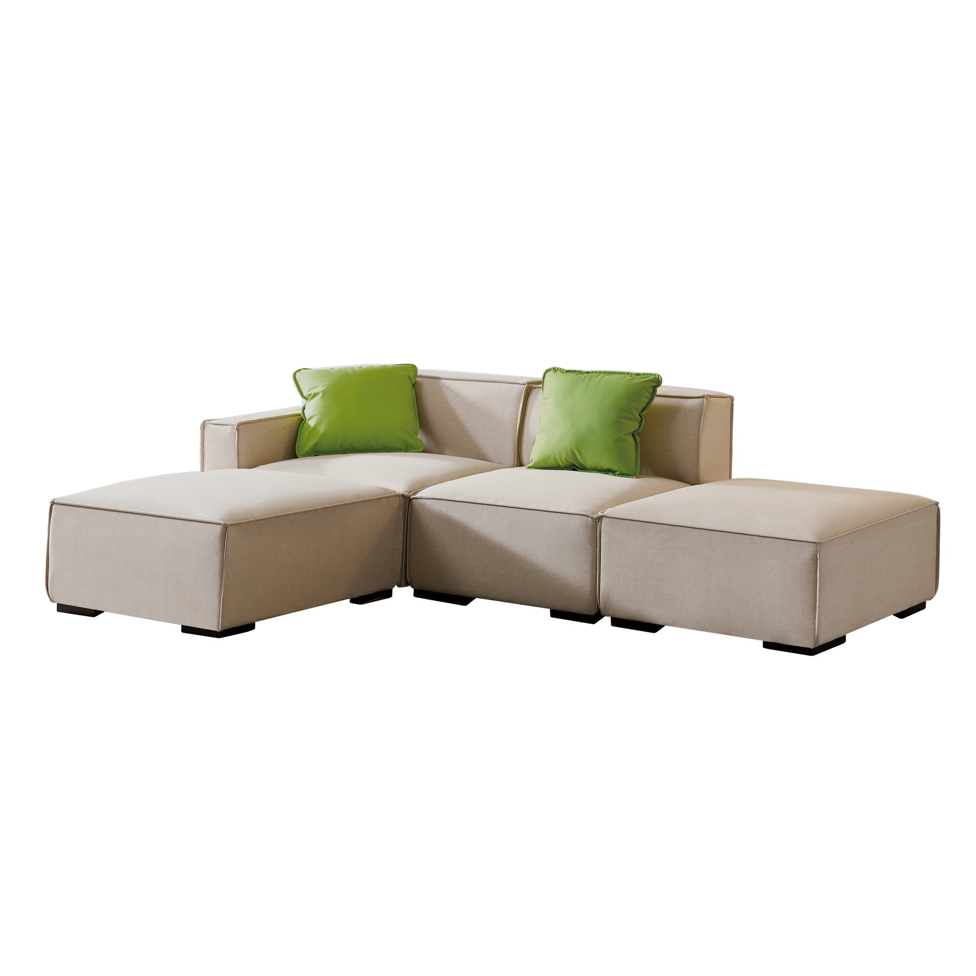 Modular Sectional Fabric Sofa Beige Beige Foam Fabric