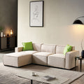 Video Modular Sofa L Shape With Convertible Ottoman Chaise Beige Beige Foam Fabric