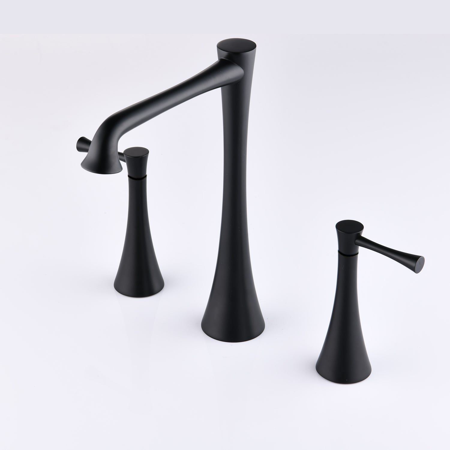 Widespread 2 Handles Bathroom Faucet With Drain Assembly, Matte Black Matte Black Brass