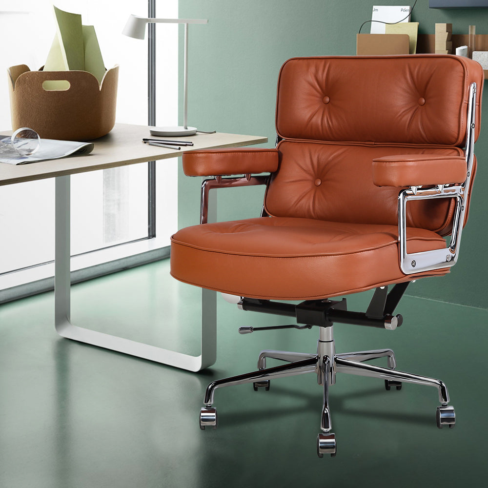 Lobby Office Chair Home And Office Brown Genuine Leather