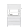 Twin Size Loft Bed With Drawers And Desk, Wooden Loft Bed With Shelves White Old Sku: Lt001530Aak White Solid Wood