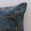 Decorative Denim Blue And Gold Chenille Throw Pillow Blue Chenille