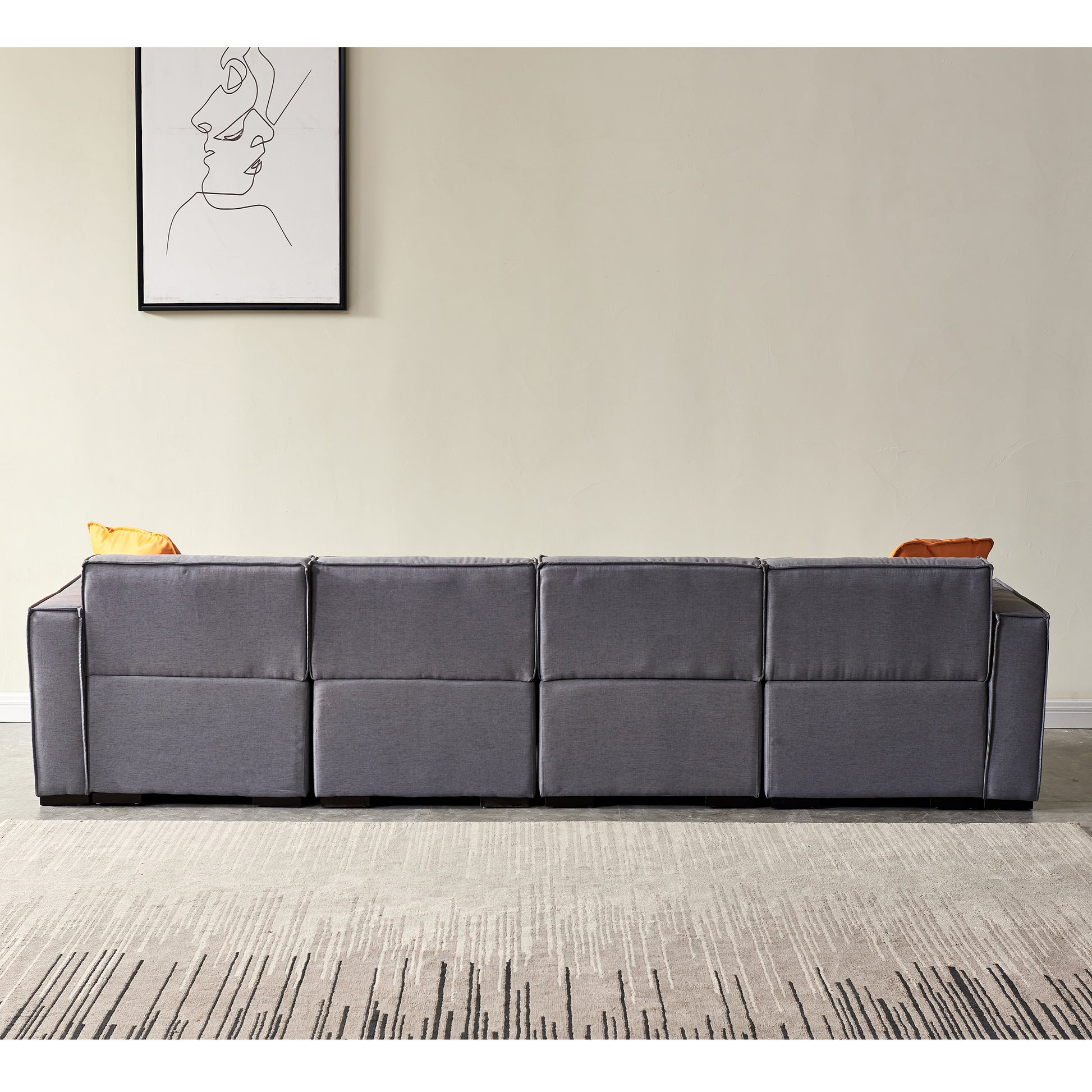 Modular U Shape Sectional Fabric Sofa Grey Dark Grey Foam Fabric