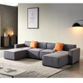 Modular U Shape Sectional Fabric Sofa Grey Dark Grey Foam Fabric