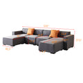 Modular U Shape Sectional Fabric Sofa Grey Dark Grey Foam Fabric