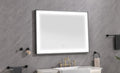 48*36 Led Lighted Bathroom Wall Mounted Mirror With High Lumen Anti Fog Separately Control Matte Black Aluminium