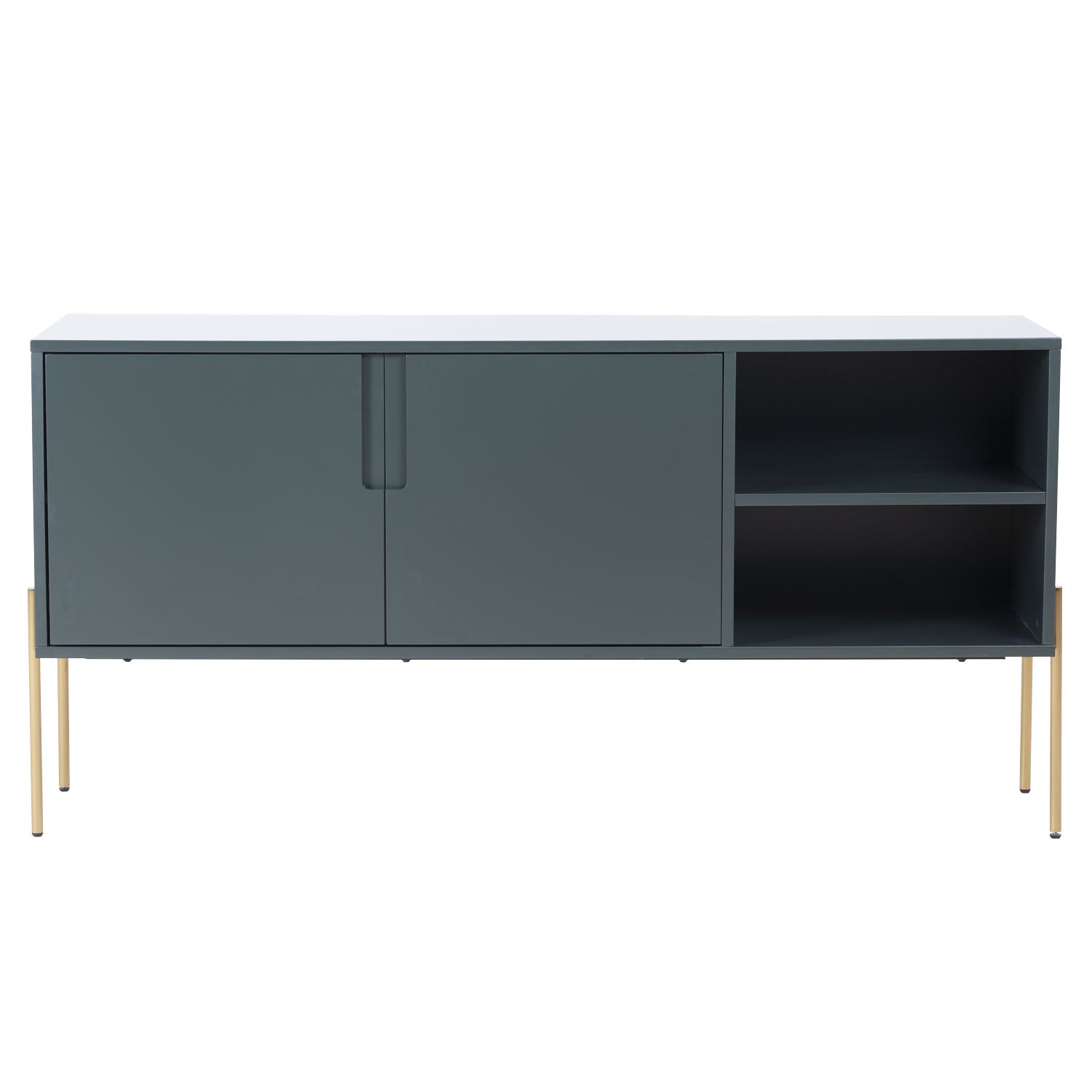 Combo Mid Century Sideboard Buffet Table Or Tv Stand With Storage For Living Room Kitchen Green Wood Stainless Steel