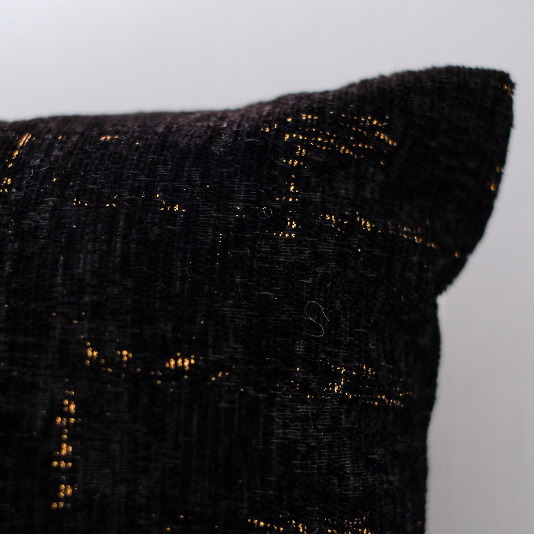 Decorative Black And Gold Chenille Throw Pillow Black Chenille