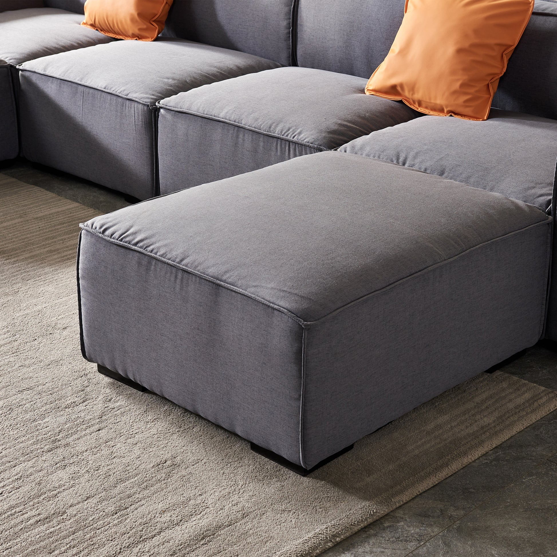 Modular U Shape Sectional Fabric Sofa Grey Dark Grey Foam Fabric