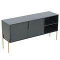 Combo Mid Century Sideboard Buffet Table Or Tv Stand With Storage For Living Room Kitchen Green Wood Stainless Steel