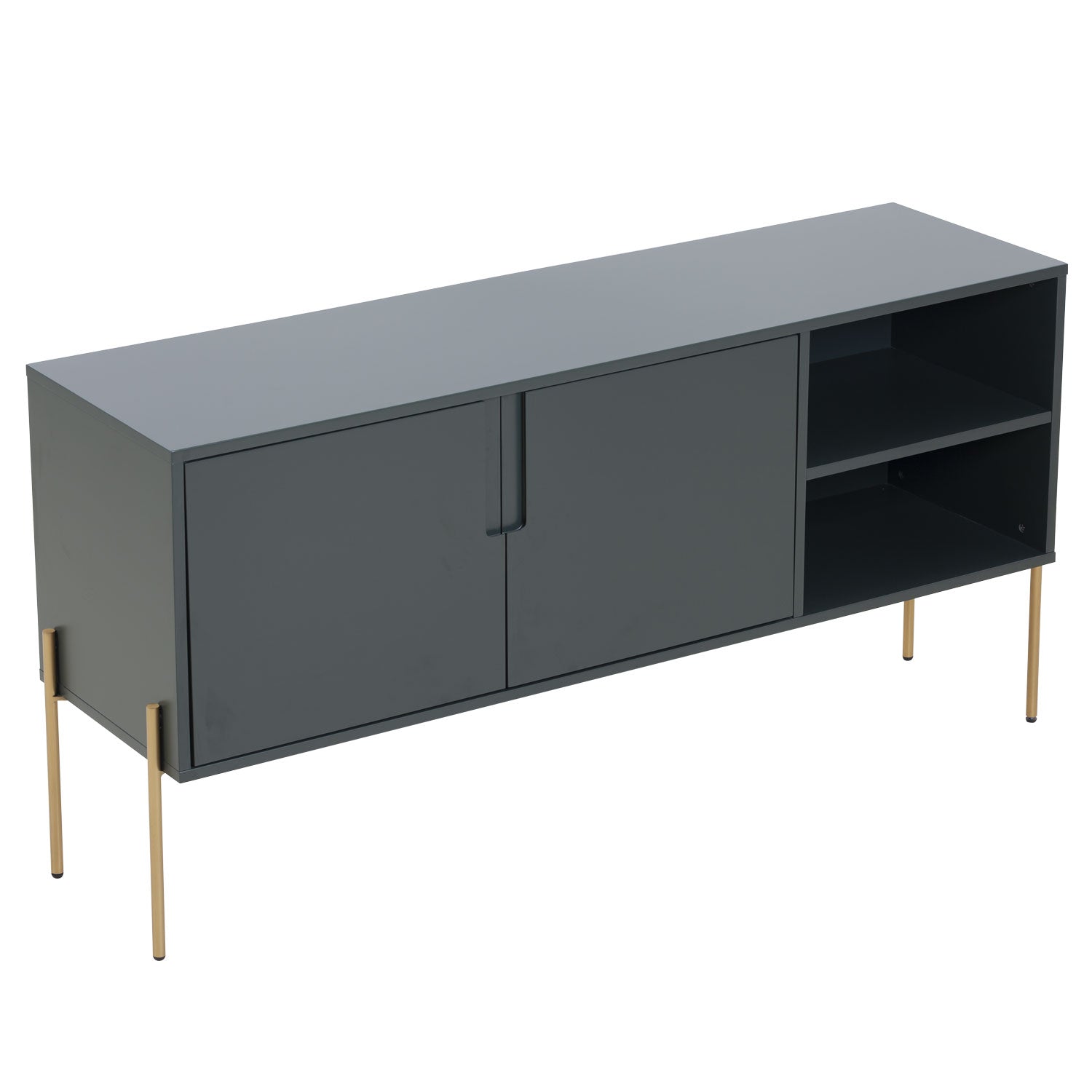 Combo Mid Century Sideboard Buffet Table Or Tv Stand With Storage For Living Room Kitchen Green Wood Stainless Steel