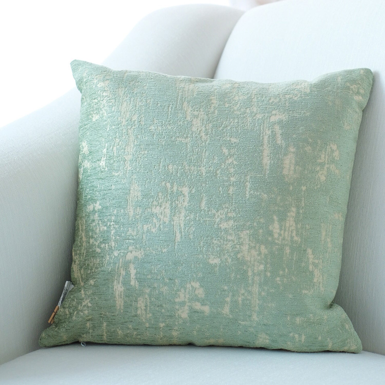 Decorative Mint And Beige Chenille Throw Pillow Mint Chenille