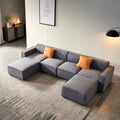 Modular U Shape Sectional Fabric Sofa Grey Dark Grey Foam Fabric