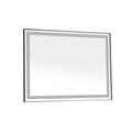 48*36 Led Lighted Bathroom Wall Mounted Mirror With High Lumen Anti Fog Separately Control Matte Black Aluminium