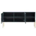 Combo Mid Century Sideboard Buffet Table Or Tv Stand With Storage For Living Room Kitchen Green Wood Stainless Steel