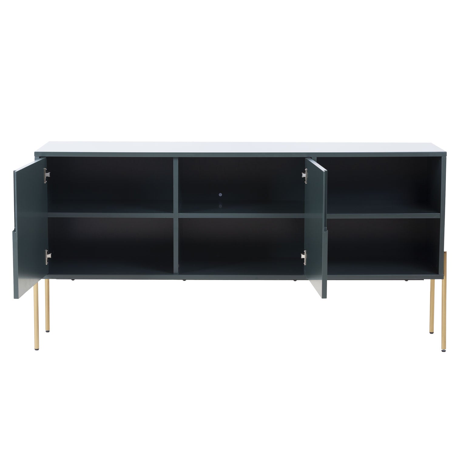 Combo Mid Century Sideboard Buffet Table Or Tv Stand With Storage For Living Room Kitchen Green Wood Stainless Steel