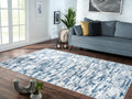 Milano Washable Nautical Navy Blue Woven Area Rug Multicolor Polyester