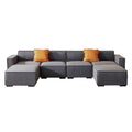 Modular U Shape Sectional Fabric Sofa Grey Dark Grey Foam Fabric